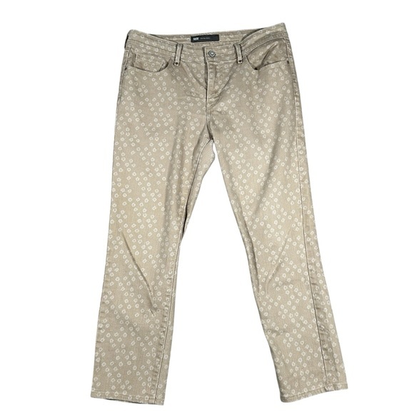 Levi’s Womens Mid Rise Skinny Jeans Crop Stretch Tan White Print Size‎ 8 W29 - Picture 1 of 14